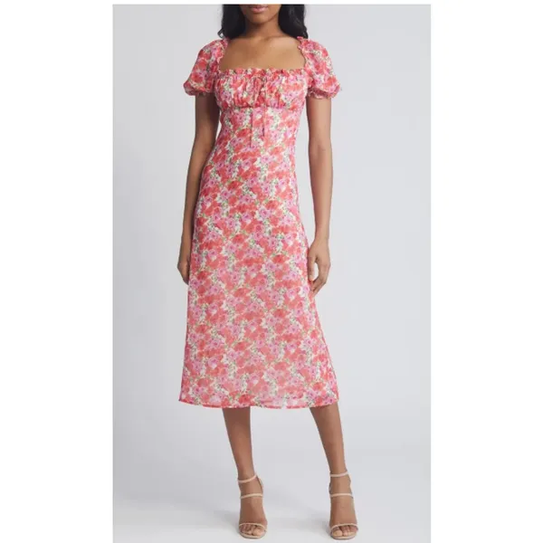 WAYF Felicity Floral Print Midi Dress Size Large‎ - Image 2