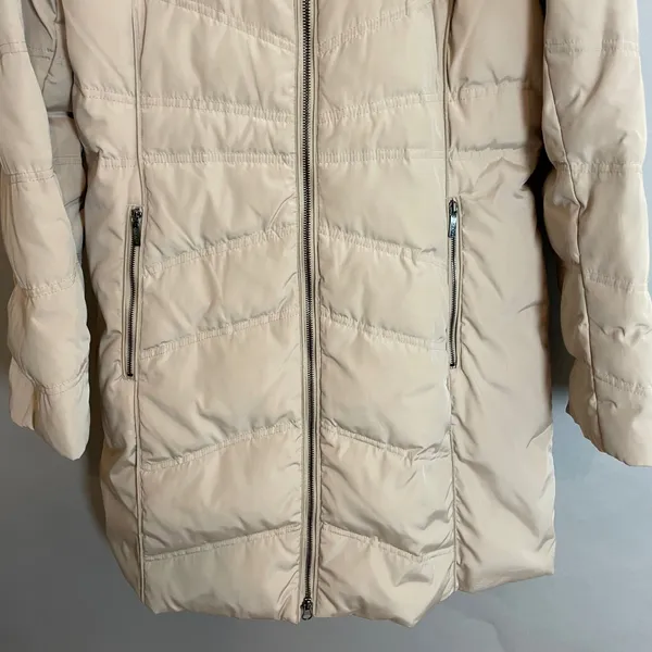 Laundry by Shelli Segal Down Puffer‎ Coat Fur Trim Detachable Hood Women Large - Image 4