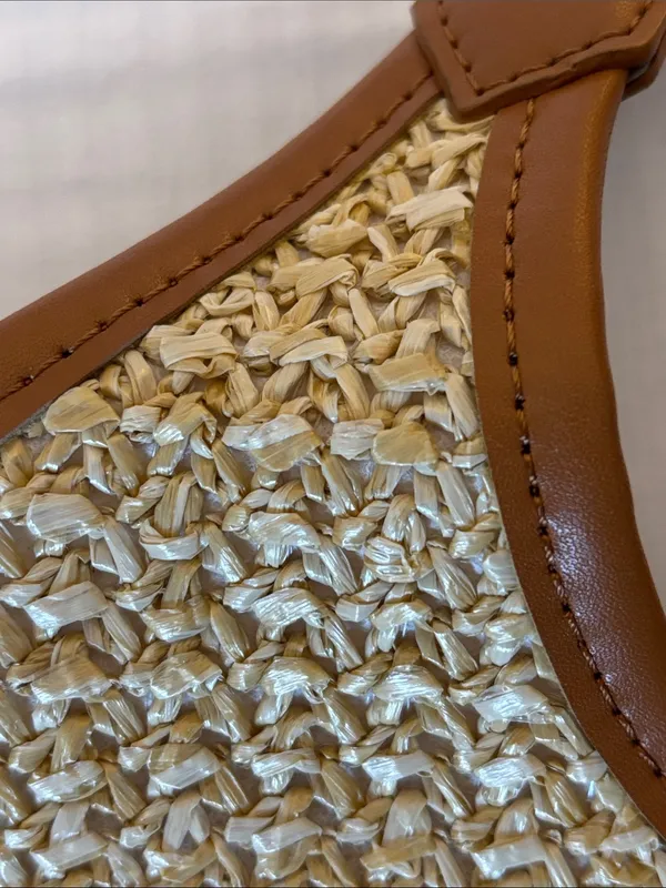 Tan And Brown Tote Bag…Both Faux Leather And Faux Straw “Paris/Milan”Design Nwts - Image 12