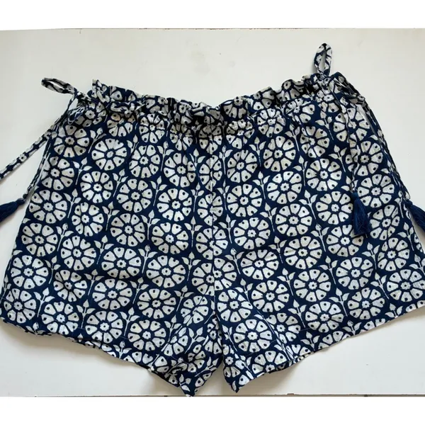 Roller Rabbit for Target Navy Blue Floral Cotton‎ Tassel Shorts Womens Medium - Image 12