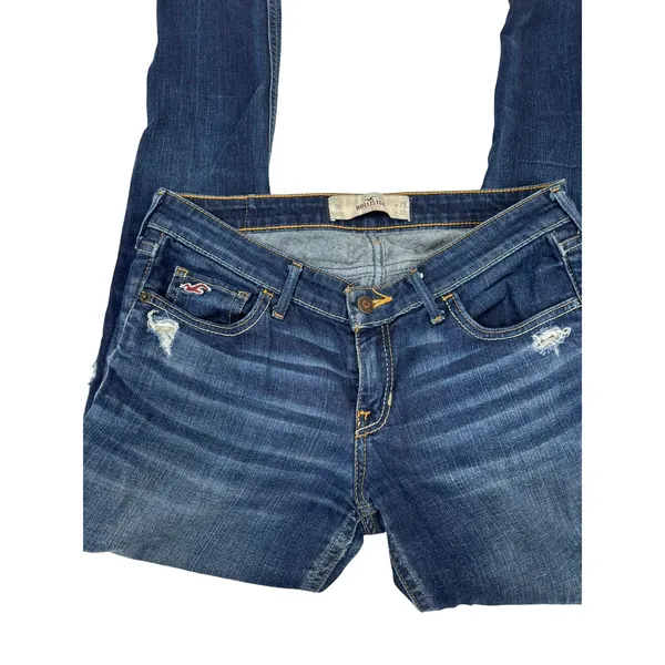 Hollister Y2K Distressed Bootcut Jeans Low Rise Dark‎ Wash W29 L31 - Image 3
