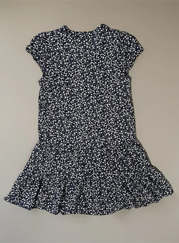 ⛴️ Mi Ami Tween Babydoll Dress~Navy & White Floral - Image 4