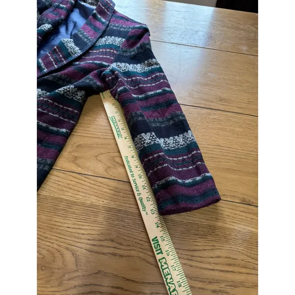 Katie Brooke Coat Wool Blend Aztec Stripe Southwestern Women Size Measured Wool - Image 8