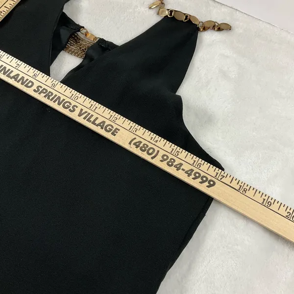 bebe vintage Tank Top‎ black brass chain detailing club new years flowy - Image 9