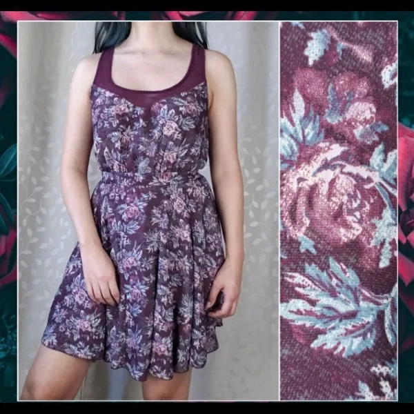 Kimichi blue UO floral rose purple sweetheart dress - Image 2