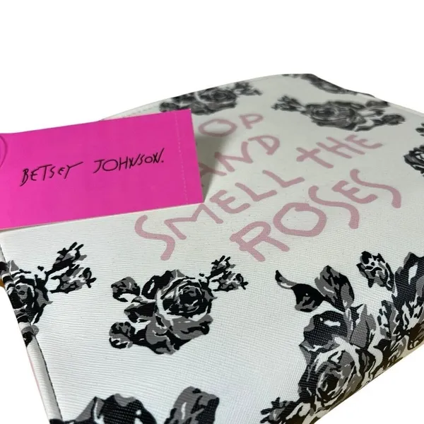 Betsey Johnson Cosmetic floral Bag Wristlet "stop and smell the roses" NWT‎ - Image 2