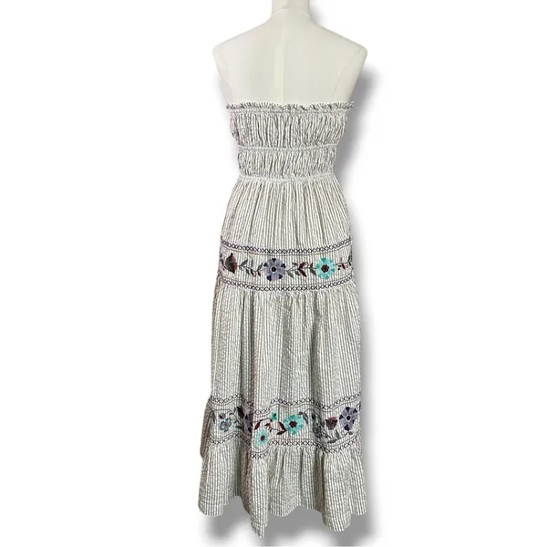 Free People Bohemian Embroidered Floral Kalani Strapless Midi Dress Size XL - Image 11