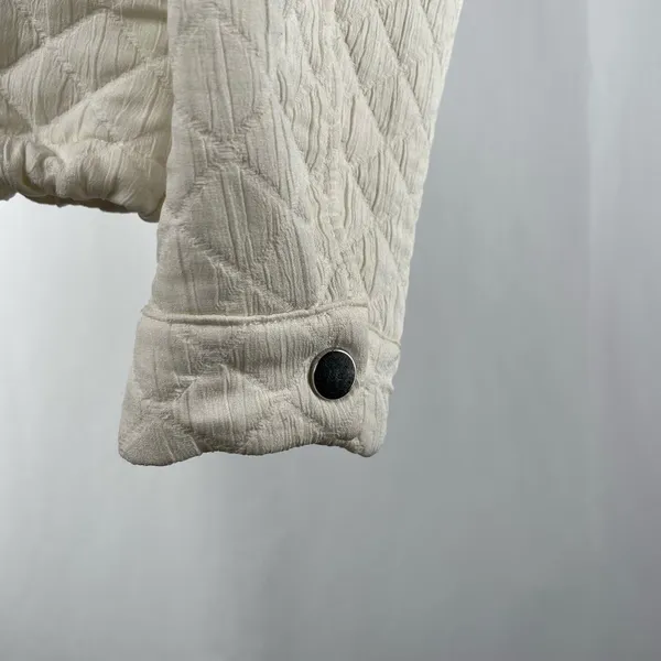 Zara Diamond Full Zip Cropped Drawstring Jacket in‎ Ivory Size Medium - Image 4