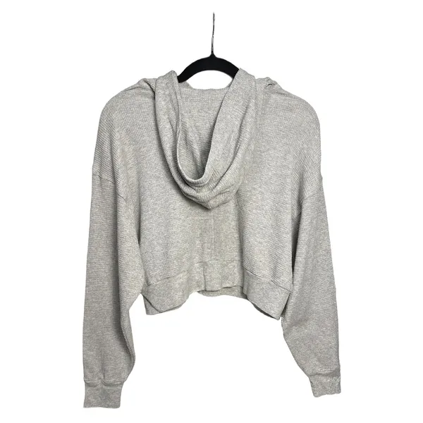Aritzia The Group Babaton Waffle Knit Cropped Hoodie M Neutral Gray - Image 6