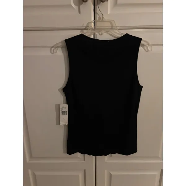 Rena Rowan Black‎ Ribbed Knit Sleeveless Tank Top L - Image 6