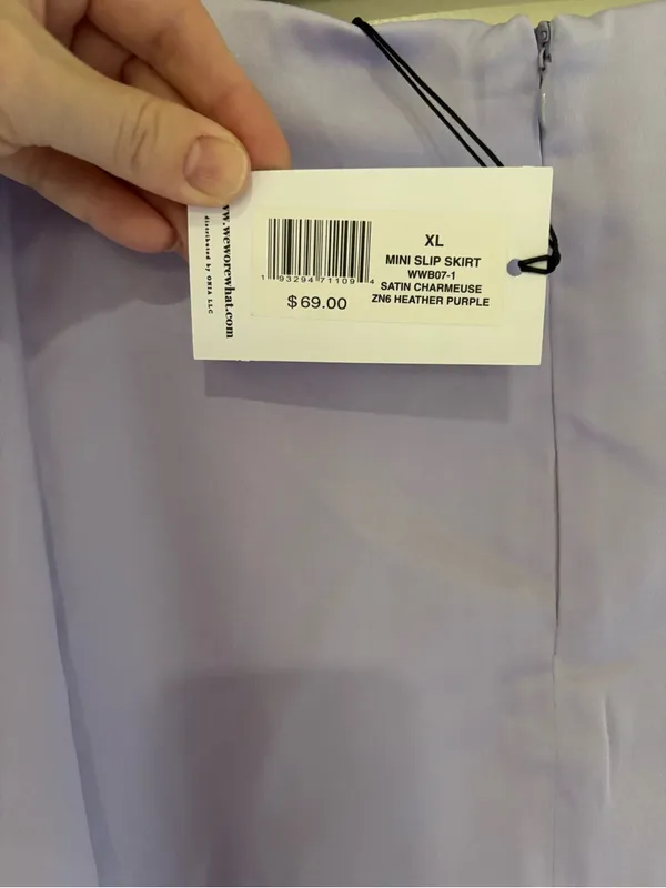 WeWoreWhat Lilac Satin Mini Skirt XL - Image 4