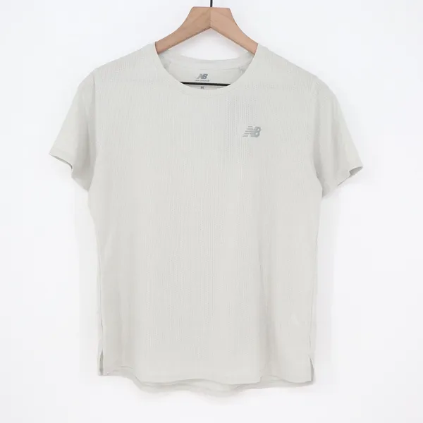 New Balance Womens Athletics Tee WT41253 Light Grey Mesh Training Shirt Size M - Image 2