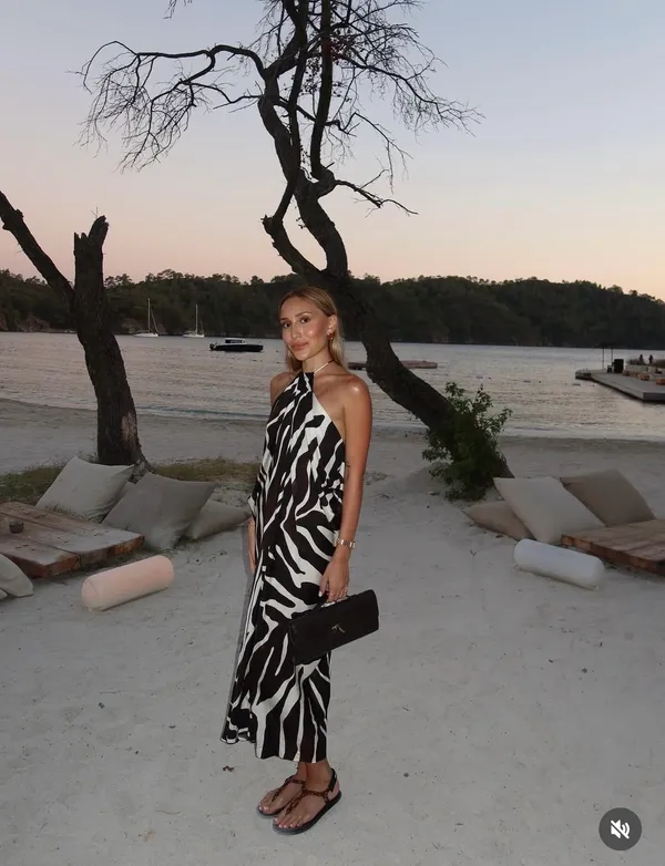 Zara animal print Zebra Print Halter Dress midi maxi evening party cocktail - Image 5