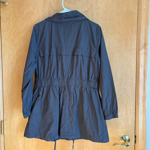 Eileen Fisher Charcoal Gray Lightweight Drawstring Hooded Anorak Jacket XS‎ - Image 9