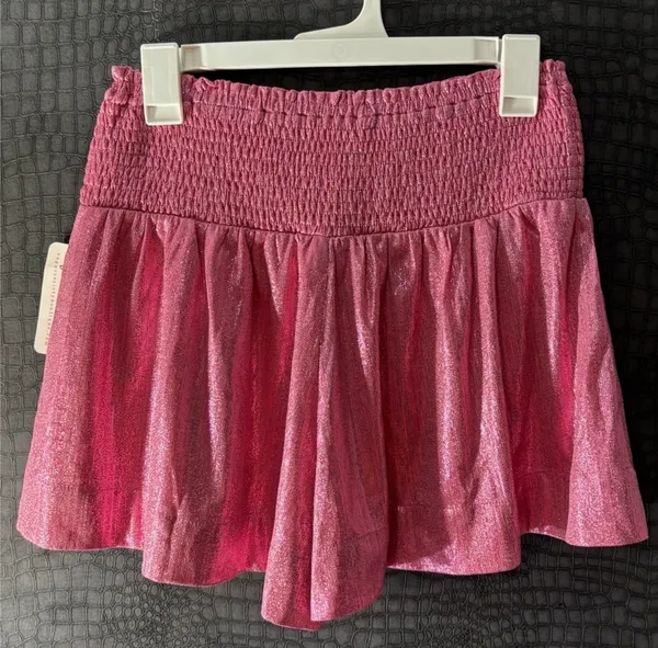 Vogue Society Women’s Pink Sequin High Rise Elastic Pull-On Lined Shorts S - Image 2