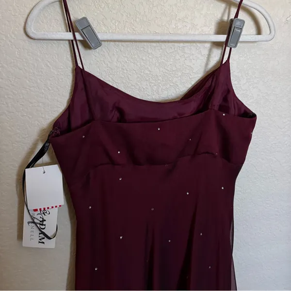 Vintage 90s Betsy & Adams Beaded Prom Formal Gown Sz 8 Red Cowl Neck Whimsygoth‎ - Image 4