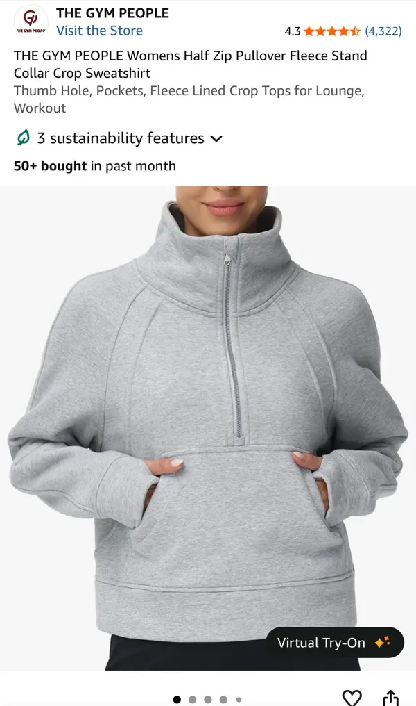 Quarter Zip Pullover Gray Size L - Image 6