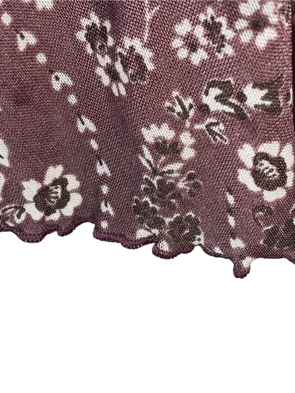 La Pêche Y2K Floral Lace Trim mesh Blouse poof Sleeve Fairy coquette cottagecore - Image 5