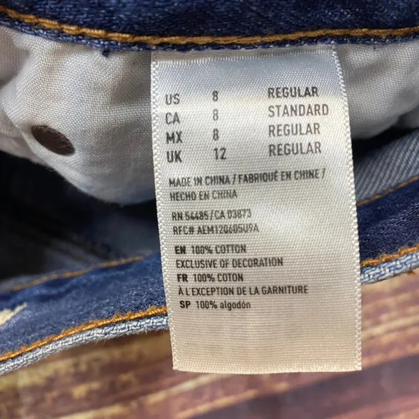 American Eagle Hi-Rise Girlfriend Distressed Medium Wash Womens Blue Jeans sz 8 - Image 6