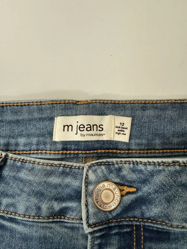 Maurices Kick Boot Ankle High Rise Jeans Medium Wash Ripped Western - Image 11