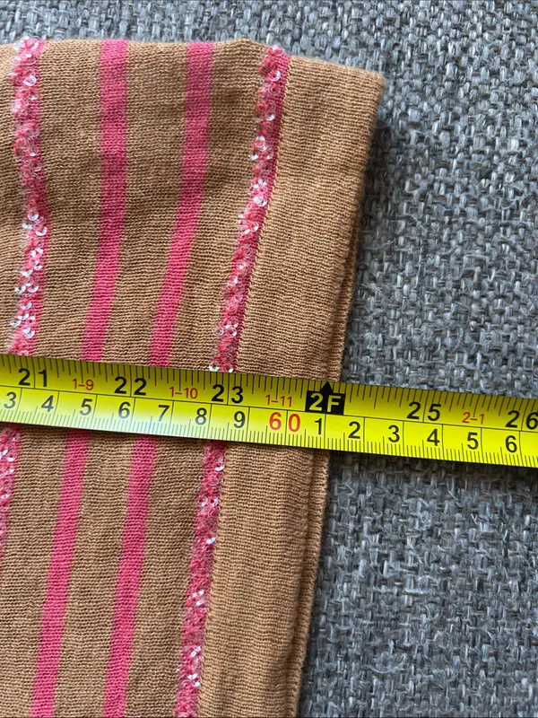 Boden Pink Sequins and Mustard Striped Short-Sleeve Knit Top | US4/UK8 - Image 12
