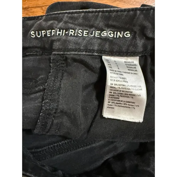 American Eagle Super Hi-Rise Jegging Black Ripped Distressed Skinny Jeans Size 4 - Image 12