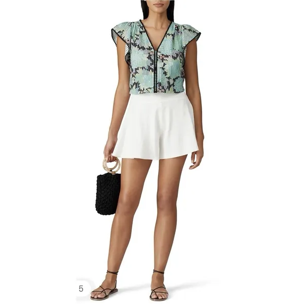 Kate Spade‎ Dahlia Burnout Top Blue Floral Boho Flutter Sleeve Blouse Women's XS - Image 2