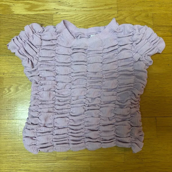 Anthropologie Lilac Sheer Ruched Crop Preppy Boho Resort Fairy Ballet Top S - Image 2
