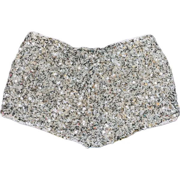 NWT Floerns Silver Sequin Mini Shorts Low Rise Festival Club Party Medium - Image 5