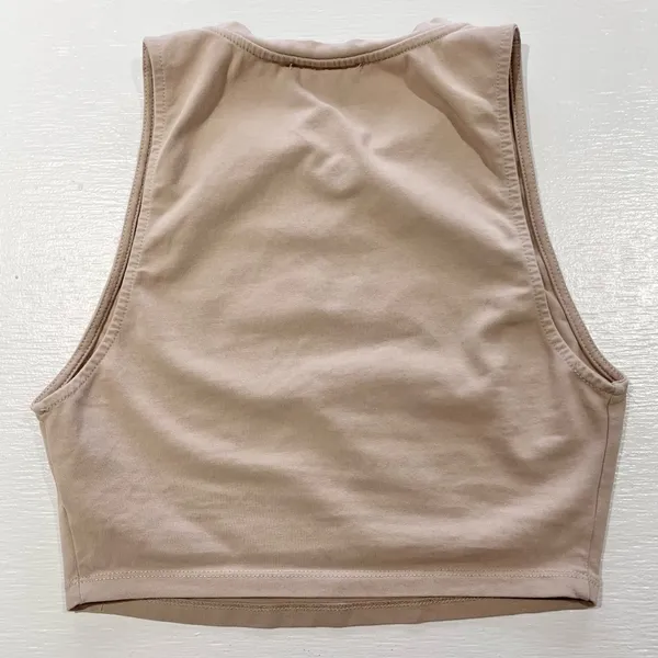 ZARA Cropped Tank Top Sleeveless Crewneck Crop Top Beige Size Small - Image 13