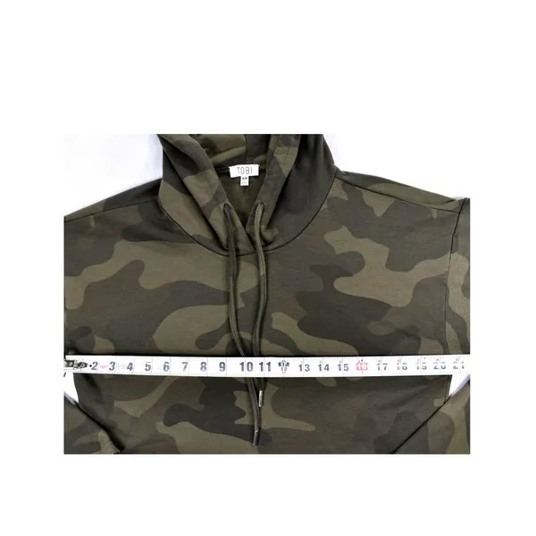 Tobi Womens Camo Cropped Hoodie Green Camouflage Bell Sleeve Pullover Small - Image 6