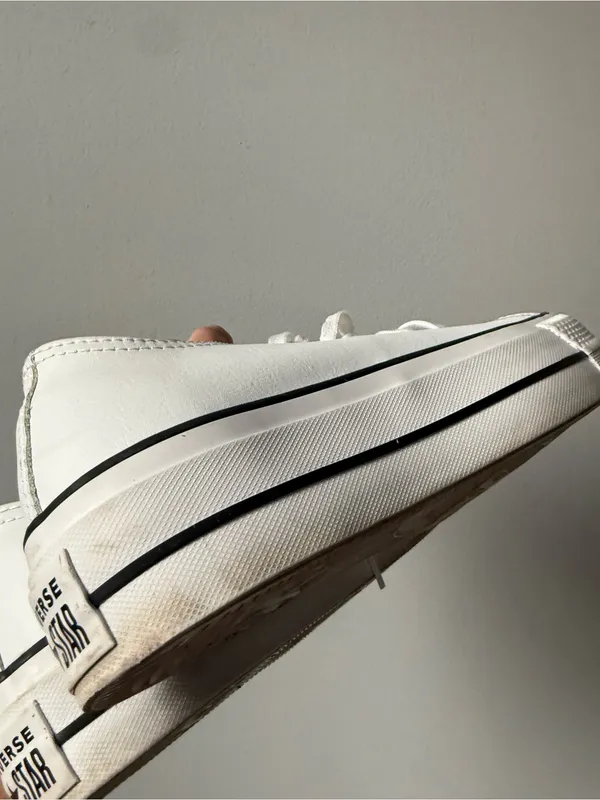 Converse Chuck Taylor All Star Lift Platform Leather Women Low Top Shoe White 6 - Image 9