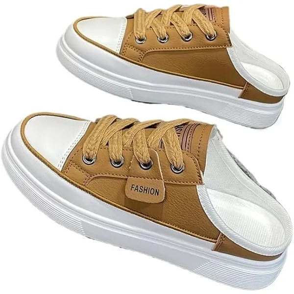NWT ~ Tan Flat Mule Slip-On Backless Casual Sneakers Shoes ~ Women's Size 11 1/2 - Image 2