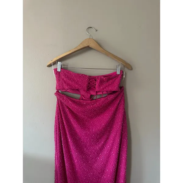 Oh Polly Embellished Cut Out Provence Maxi Dress in Fuchsia Size 12 - Image 9