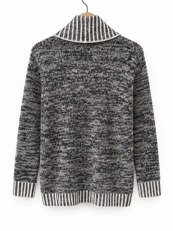 Gap Oversized Marled Black Gray Shawl Neck Button Front Cardigan Sweater XS Cozy - Image 5