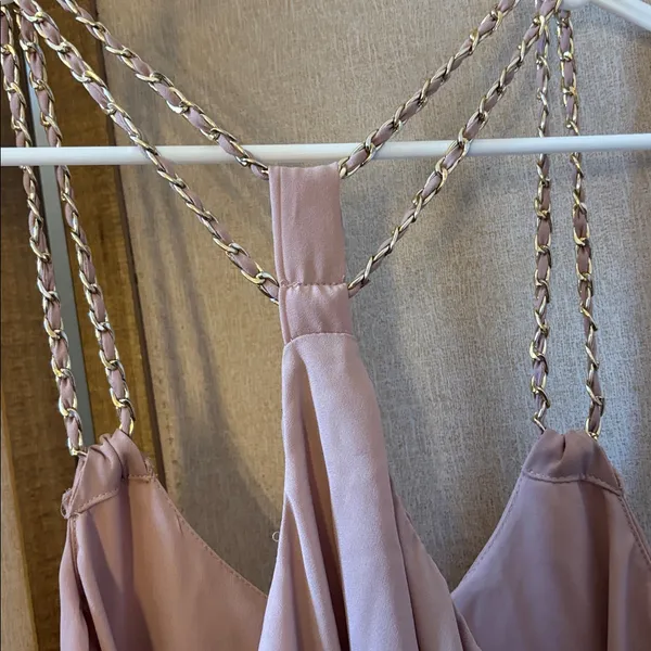 FINAL MARKDOWN Charlotte Russe Blush Pink top with Chain Straps lined medium - Image 4