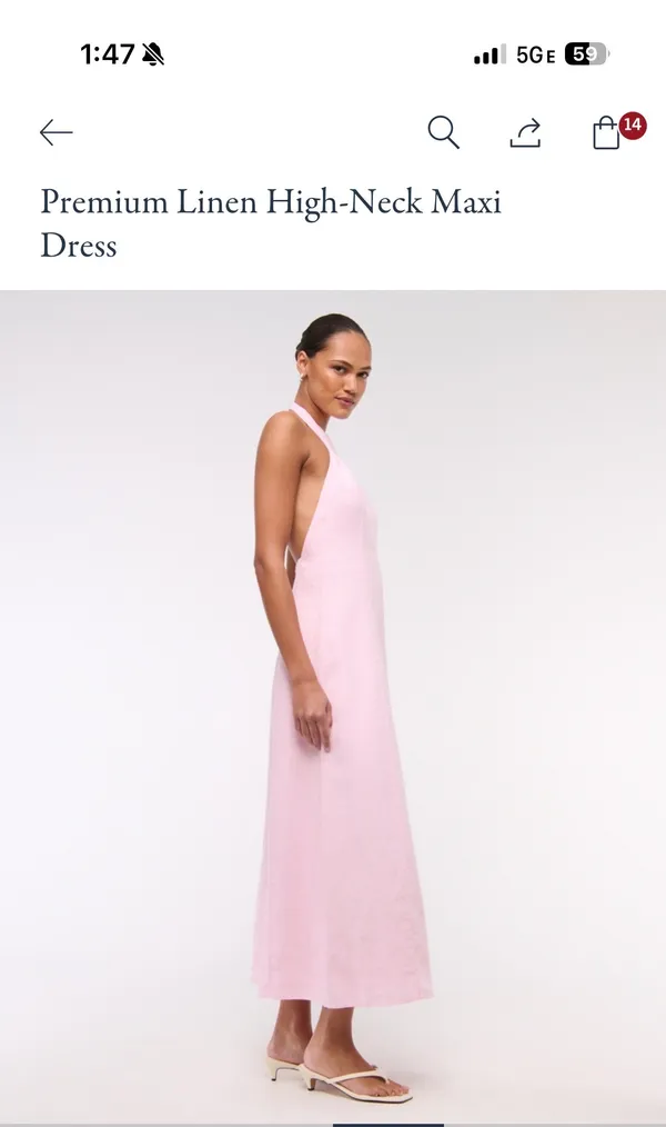 High-Neck Linen Dress Abercrombie - Image 4