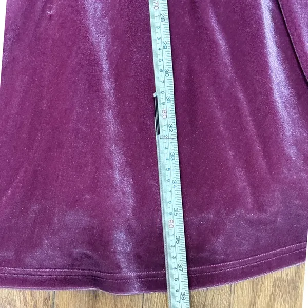 Baltic Born Plum Velvet Smocked High Neck Mini Dress Long Sleeve Womens XL - Image 9
