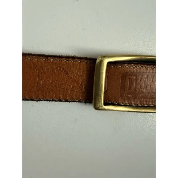 Vtg DKNY‎ Belt Womens Tan Leather Gold Tone Concho Southwest Cowboy 90s 34" M/L - Image 5