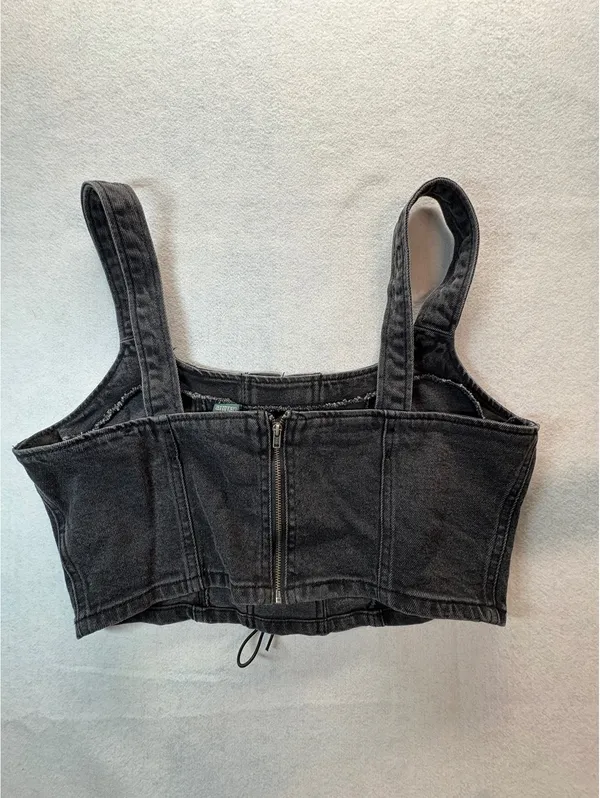 Wild Fable Women’s Large Black Denim Corset Crop Top Lace Up Y2K Grunge - Image 5
