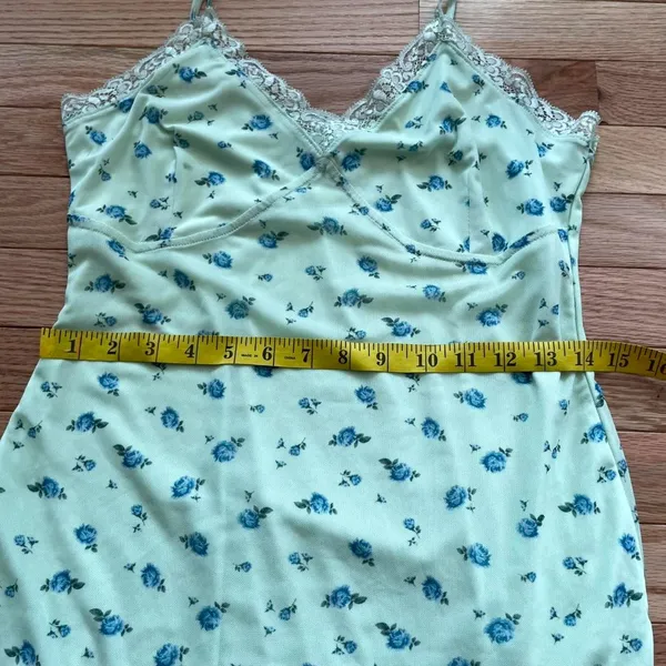 Wild Fable Floral Lace Cami Babydoll Slip Dress Medium Green Floral Coquette Cottagecore - Image 5
