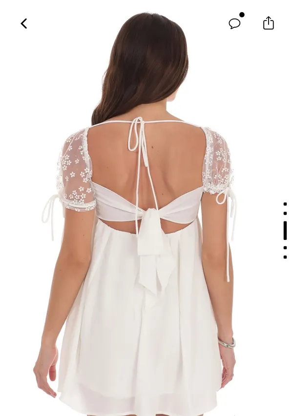 Lucy in the Sky Babydoll Dress White - Image 3