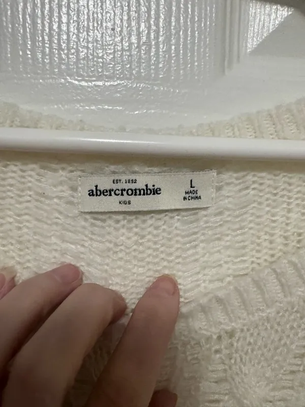 *Abercrombie Cream Open Knit Wool Blend Lightweight Long Sleeve Sweater - Image 2
