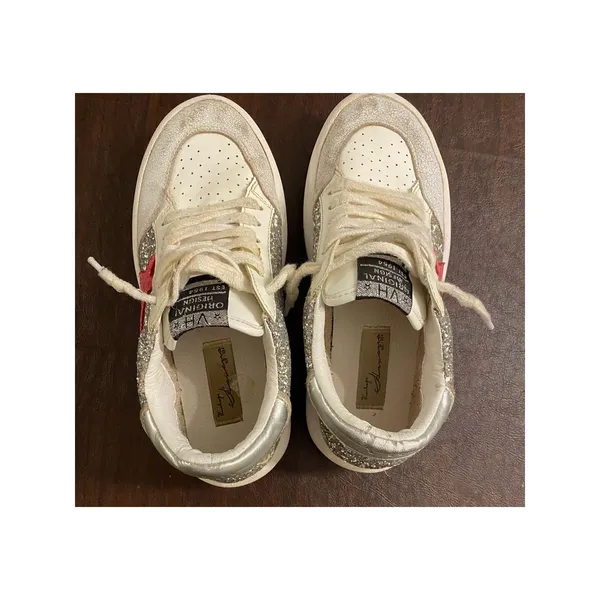 Vintage Havana Ream Sneakers White Glitter Pink Star Platform‎ Distressed 8.5 9 - Image 11