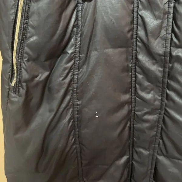 Cole Haan Down Puffer Coat Women’s S Black Detachable Hood Flawed - Image 6