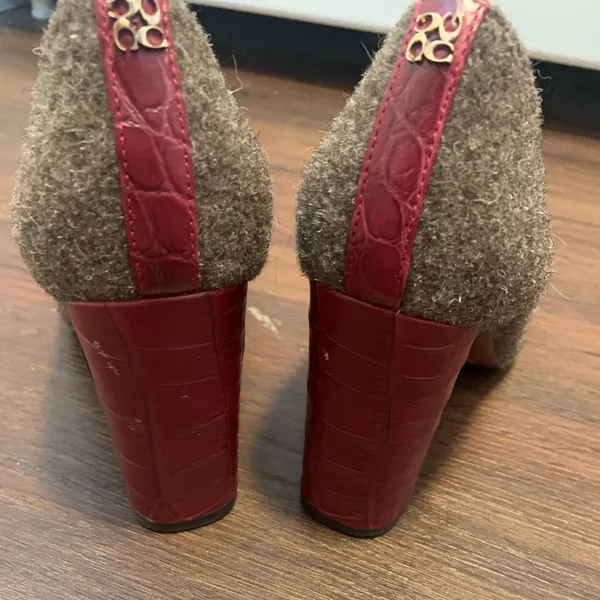 Coach Sandbordeaux Felt Croc Pump Heel formal classic fall round toe logo $250 - Image 9