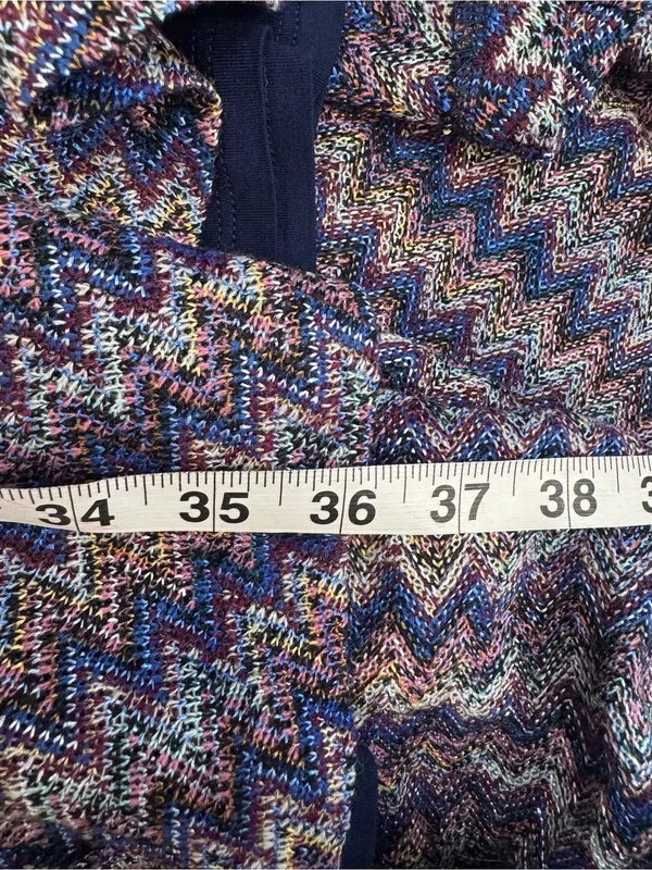 Maeve Blue Pink Zig Zag High Low Dress Womens XL Boho Casual Anthropologie Mini - Image 2