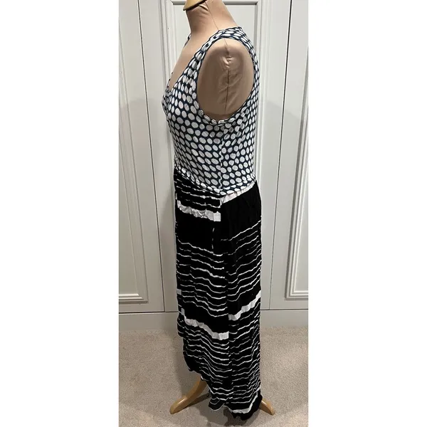 Anthropologie Lilka Mixed Media Maxi Dress‎ Polka Dot Stripe Boho Artsy Hippie - Image 6