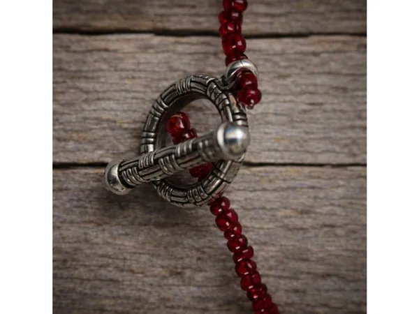 Vintage Southwest Red Bead Necklace with Turquoise & Ornate Silver Pendant - Image 7