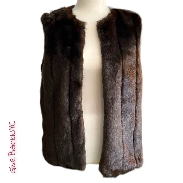 Dennis Basso 2pc Denim Jacket Faux Fur Vest Lining S - Image 5